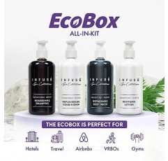 Terra Pure A 인퓨즈 라벤더 민트 10.14온스 20피스 EcoBox 올인 키트 300ml 병 - 샴푸 6개, 컨디셔너 4개, 바디워시 6개, 로션 4개.