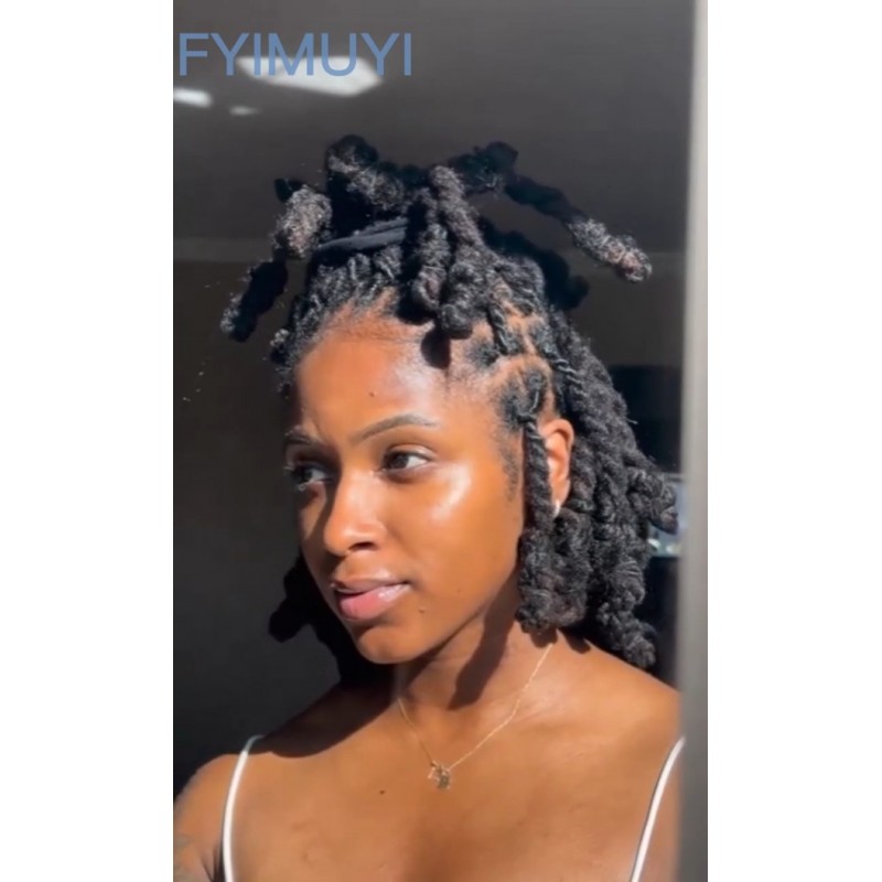 6 인치 Dreadlock 연장 인간의 머리카락 60 가닥 0.4cm 두께 100% 여성/남성용 전체 수제 영구 Loc 연장 인간의 머리카락은 염색 가능 표백 컬링(자연 검정)