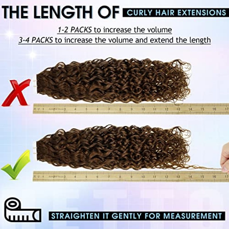 Hetto 검정 곱슬 테이프 인모 연장 인모 22인치 천연 웨이브 테이프 인모 연장 보이지 않는 양면 테이프 인모 연장 진짜 인모 20개 50g