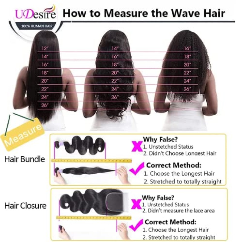 UDesire Hair 10A 브라질 바디 웨이브 번들(10 12 14+10,무료 부품)100% 처리되지 않은 브라질 버진 인간 헤어 바디 웨이브 번들(클로저 포함) 내츄럴 블랙 컬러