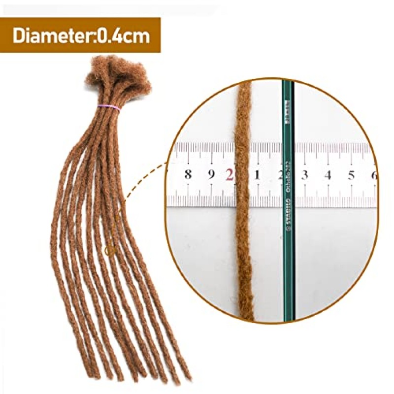 Sisi Dread Extensions 인모, 0.4cm 폭 옵션 8-12인치 60 가닥 풀 헤드 핸드메이드 영구, 여성용 인모 Loc 연장, 무료 바늘 및 링 포함(0.4cm,12