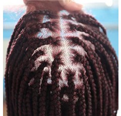 흑인 여성을 위한 레이스 브레이드 가발 스위스 레이스 프론트 콘로우 박스 아기 머리카락이 있는 땋은 가발 자연스러운 카네칼론 합성 섬유 경량 콘로우 마이크로 트위스트 브레이드 가발 (#1B/99JT 블랙 믹스 와인 레드)