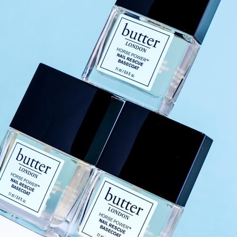 Butter LONDON Horse Power Nail Rescue 베이스코트, 손상된 손톱 복원 및 구조에 도움, 손톱 성장 촉진 및 얼룩 방지에 도움, 잔인함 및 글루텐 없음