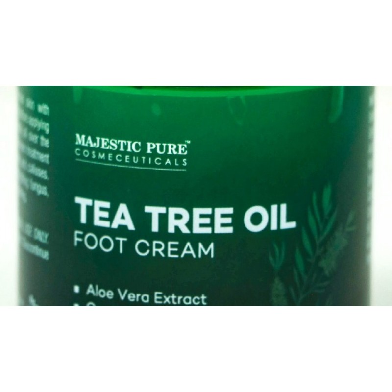 MAJESTIC PURE Athletes Foot Cream with Tea Tree Oil, Aloe & Spearmint - 수분 공급, 연화 및 건조 갈라진 발, 발뒤꿈치 및 굳은살 제거, 자극받은 피부 진정에 도움 - 8온스