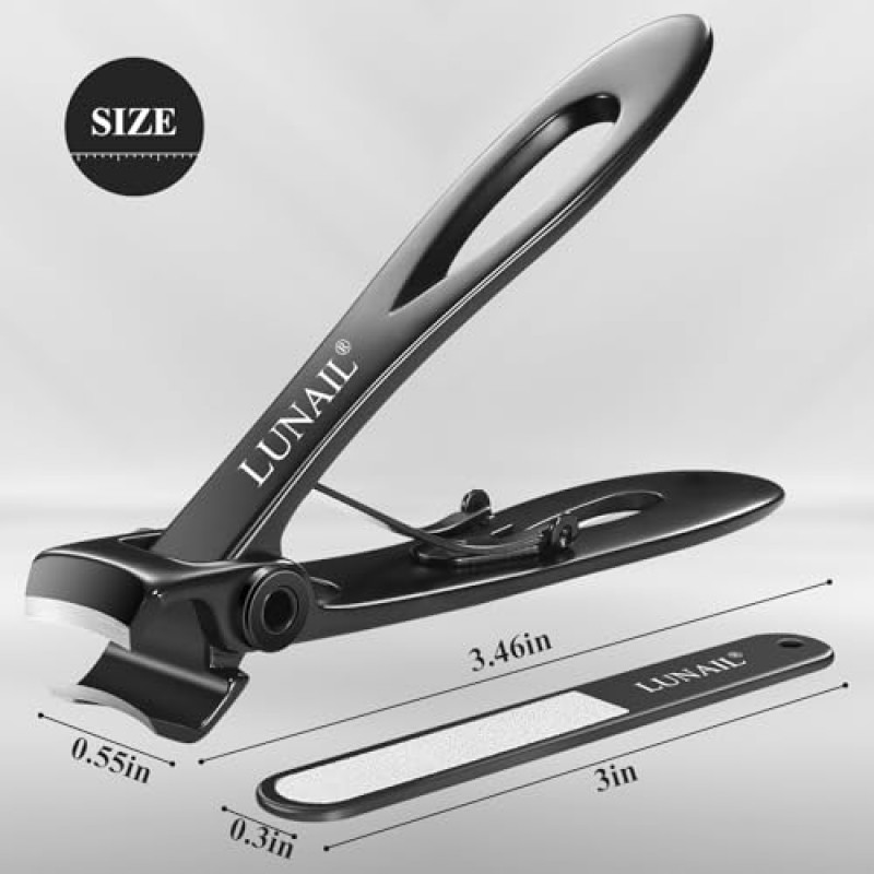 두꺼운 손톱과 내성 발톱을 위한 LUNAIL 16mm 와이드 조 오프닝 손톱깎이, 남성과 여성, 노인과 성인을 위한 손톱깎이.