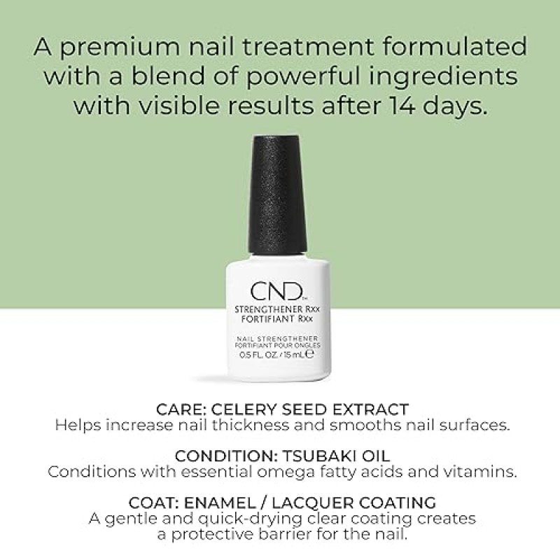 CND™ 강화제 RXx, 더 튼튼하고 강한 손톱을 위한 손톱 강화제 및 얇은 손톱 보호, 0.5 Fl Oz(1팩)