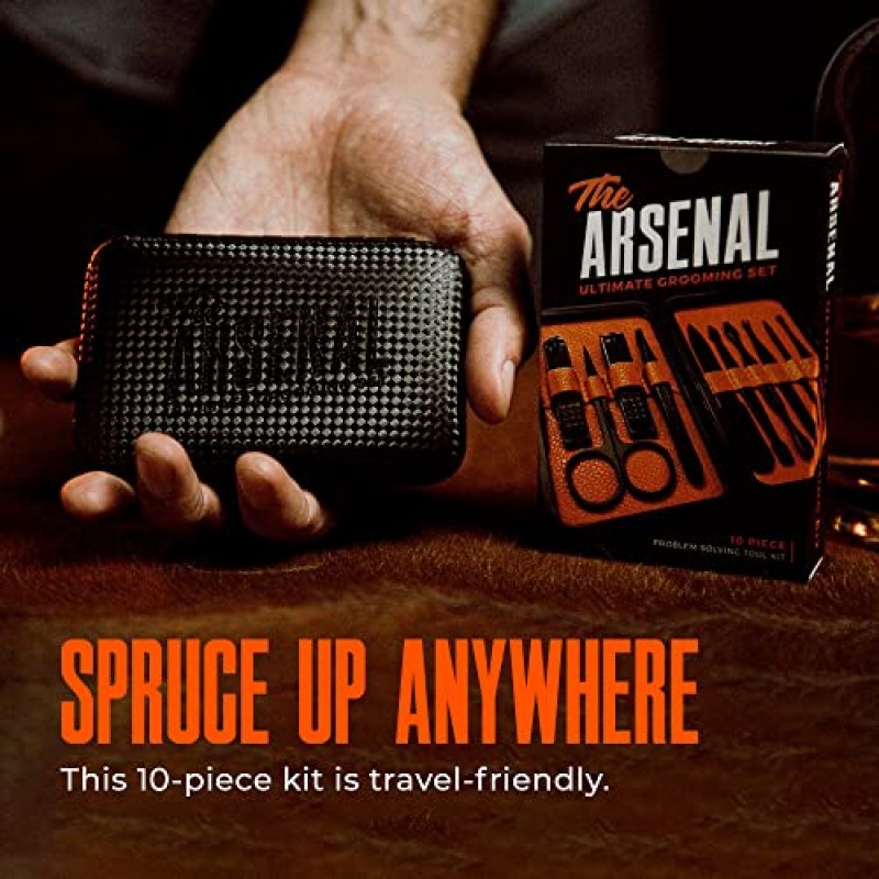 남성용 손톱깎이, 10피스 세트 - Wild Willies의 Arsenal Ultimate 남성용 그루밍 키트, 다목적 매니큐어, 페디큐어 및 페이셜 도구에는 손톱깎이, 가위, 핀셋 및 블랙헤드 렘이 포함됩니다.