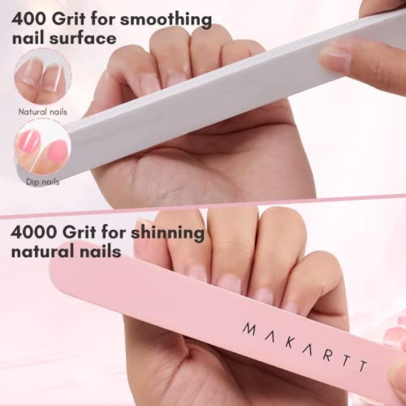 Makartt 네일 파일 및 버퍼, 큐티클 트리머가 포함된 핑크 기본 네일 준비 키트, 초보자 매니큐어 키트 큐티클 클리퍼가 포함된 네일 케어 키트, 큐티클 트리머 및 천연 아크릴 네일용 네일 브러시(7개)