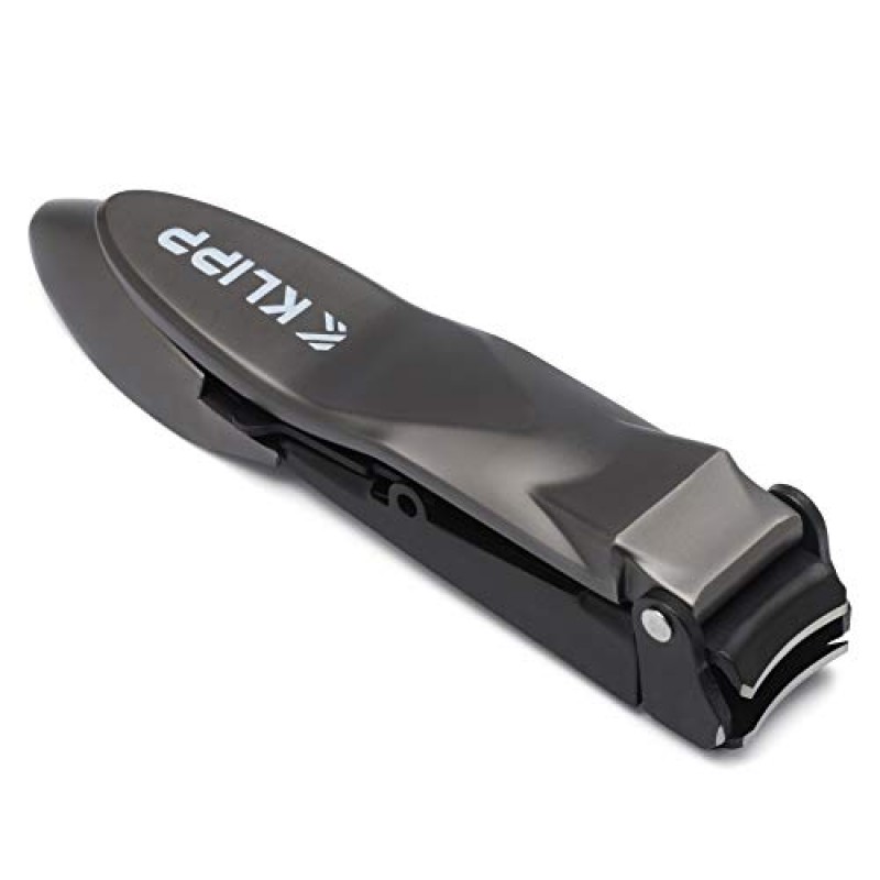 캐처가 있는 남성용 손톱깎이 - 인체공학적 레버가 있는 KLIPP Razor-Sharp 고강도 자가 수거 손톱 절단기 손톱과 발톱을 완벽하게 관리합니다 - 지퍼락 파우치 포함