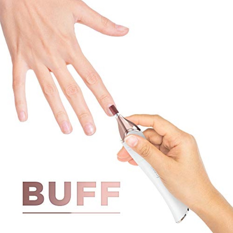 Fancii 전문 전기 매니큐어 및 페디큐어 네일 파일 세트(스탠드 포함) - 버퍼, 폴리셔, 샤이너, 셰이퍼 및 UV 건조기(샴페인 골드)가 포함된 완벽한 휴대용 네일 드릴 시스템