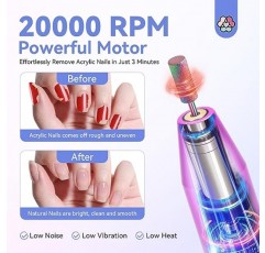 Saviland Holographic Electric Nail Drill Pro Ultra-Silence 2023: 아크릴 네일용 업그레이드된 전기 네일 파일 플러스 네일 드릴 비트를 사용한 손톱 제거 및 네일 관리용 전문가 큐티클 오일 매니큐어