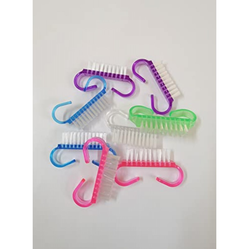 ENSIY 50Pcs 네일 호른 브러시 플라스틱 손잡이 브러시 네일 청소 브러시 ​​내구성 클리너 스크러빙 도구 먼지 브러시 제거 개인 네일 케어