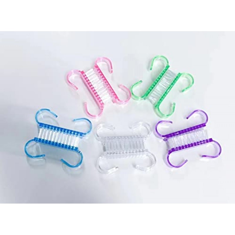 ENSIY 50Pcs 네일 호른 브러시 플라스틱 손잡이 브러시 네일 청소 브러시 ​​내구성 클리너 스크러빙 도구 먼지 브러시 제거 개인 네일 케어