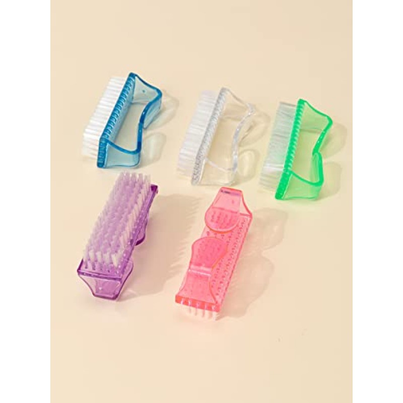 ENSIY 50Pcs 네일 호른 브러시 플라스틱 손잡이 브러시 네일 청소 브러시 ​​내구성 클리너 스크러빙 도구 먼지 브러시 제거 개인 네일 케어