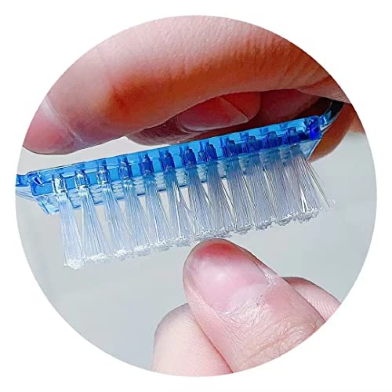 ENSIY 50Pcs 네일 호른 브러시 플라스틱 손잡이 브러시 네일 청소 브러시 ​​내구성 클리너 스크러빙 도구 먼지 브러시 제거 개인 네일 케어