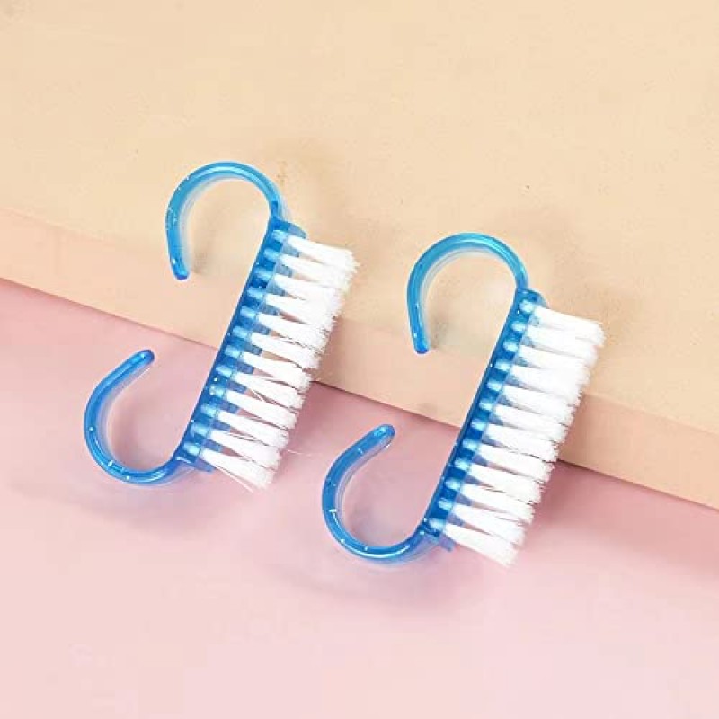 ENSIY 50Pcs 네일 호른 브러시 플라스틱 손잡이 브러시 네일 청소 브러시 ​​내구성 클리너 스크러빙 도구 먼지 브러시 제거 개인 네일 케어
