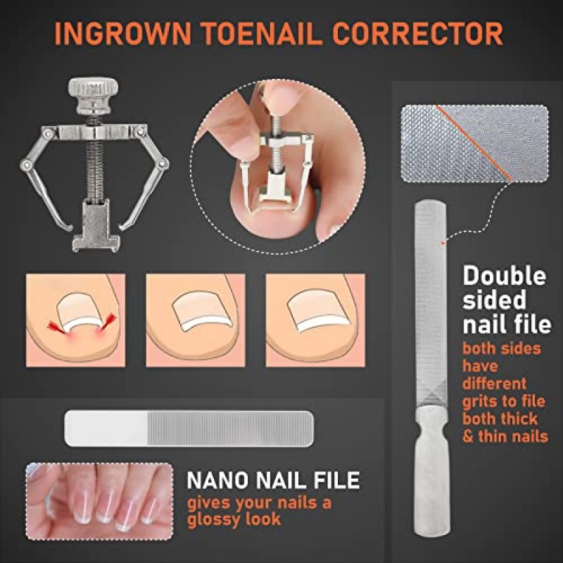 TIP2TOES 노인을 위한 10개 자란 발톱깎이 두꺼운 발톱 - 남성, 전문가 및 성인을 위한 헤비 듀티 발병 전문의 발가락 손톱 커터 - 쉬운 그립 핸들 스테인레스 스틸 날카로운 곡선 그루밍 키트
