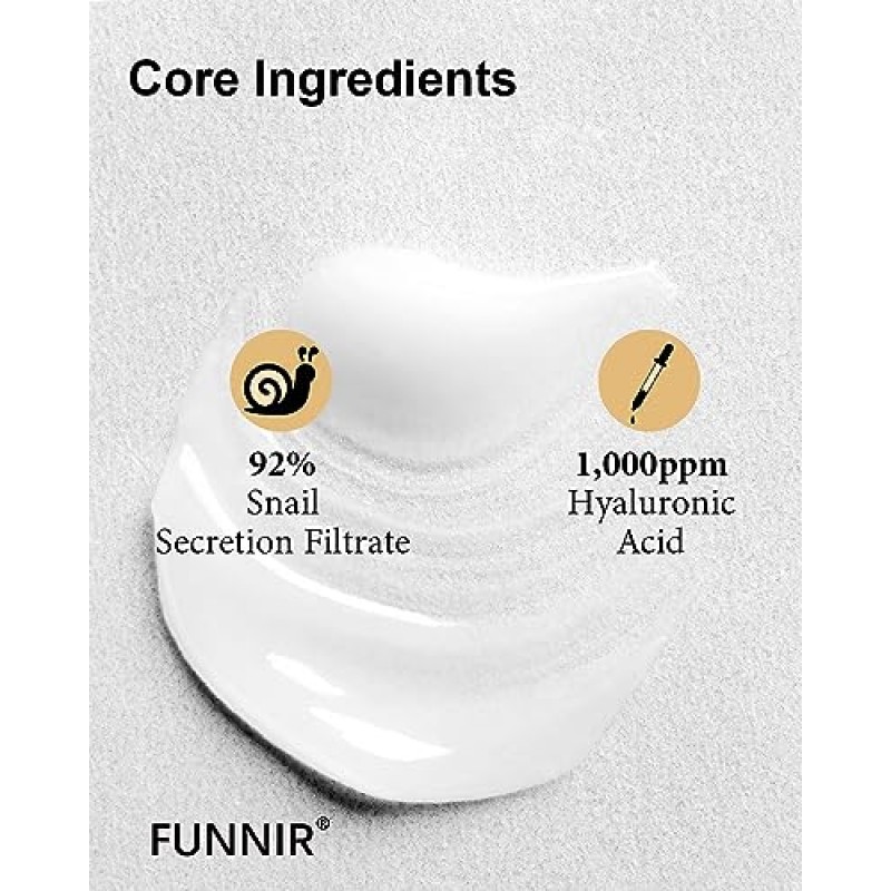 FUNNIR 달팽이 뮤신 92% 리페어 크림 페이스 모이스처라이저 100g, 모든 피부 타입을 위한 페이스 크림 젊고 빛나는 포뮬러, 스킨케어 제품