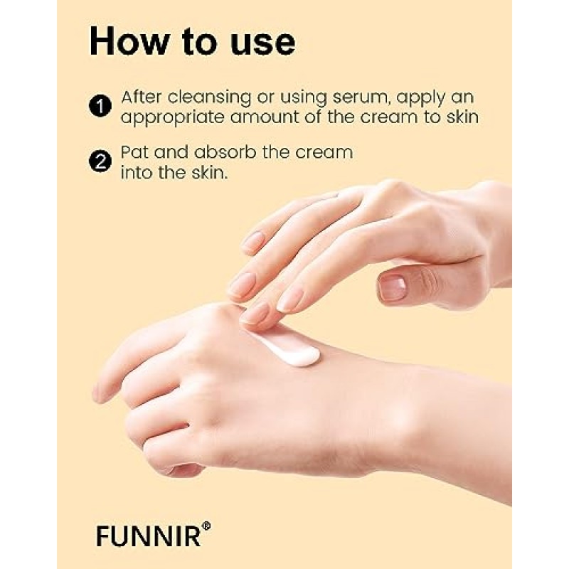 FUNNIR 달팽이 뮤신 92% 리페어 크림 페이스 모이스처라이저 100g, 모든 피부 타입을 위한 페이스 크림 젊고 빛나는 포뮬러, 스킨케어 제품