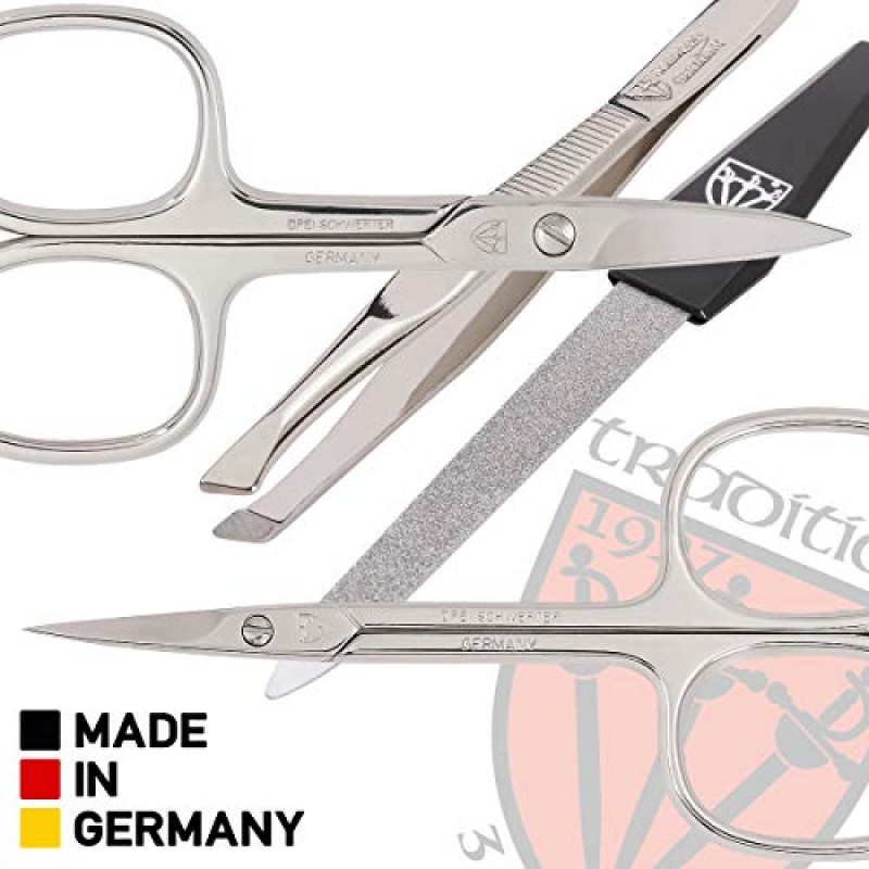 3 Swords Germany - 전문가용 손가락 및 발가락 손톱 관리 가위 클리퍼 패션 가죽 케이스용 브랜드 품질 6피스 매니큐어 페디큐어 손질 키트 세트, 선물 상자, Made in Solingen Germany(02174)