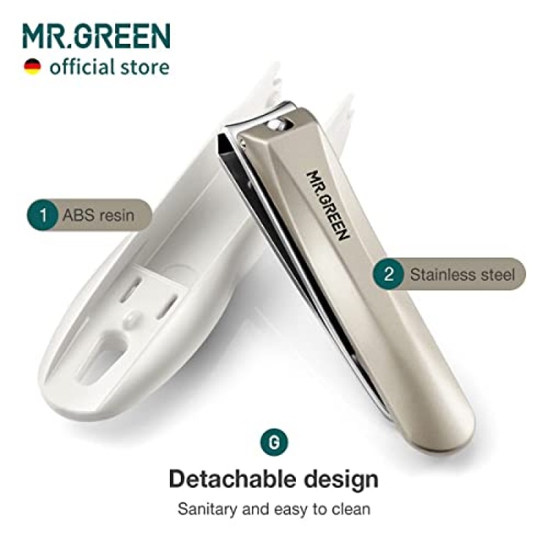 MR.GREEN 손톱깎이 안티 스플래시 손톱 커터 스테인레스 스틸 매니큐어 도구 손톱 가위 분리형 디자인 손톱 트리머 (중형)