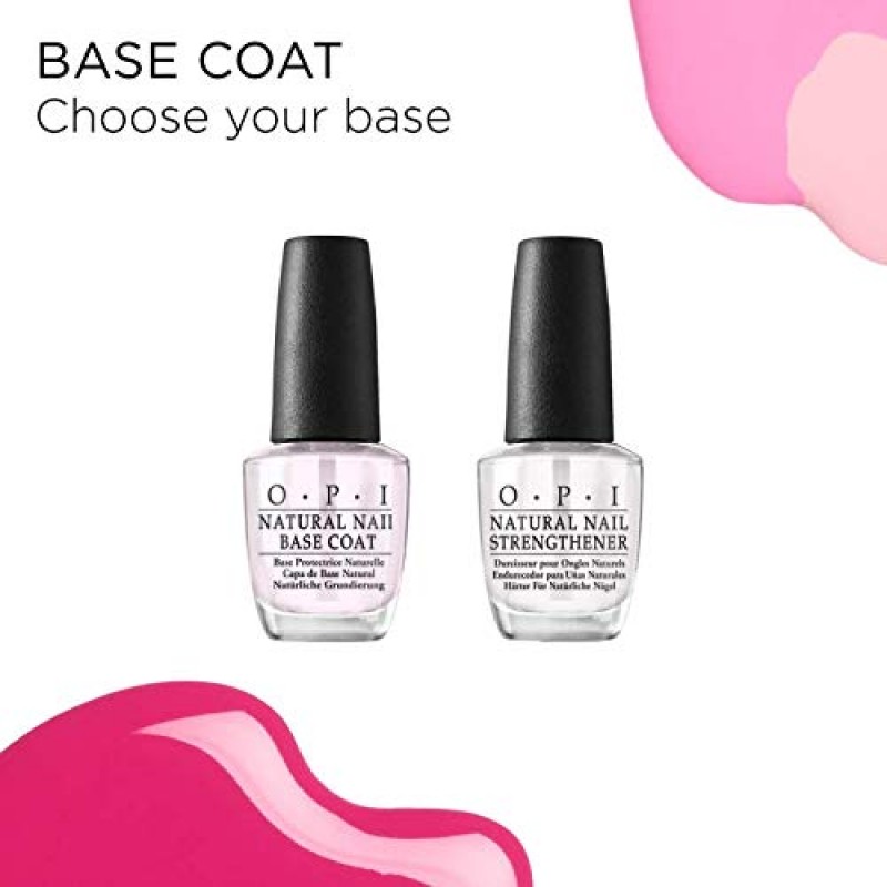 OPI 천연 네일 강화제, 비건 포뮬러, 비타민 A 및 E 함유, 변색 방지, 손톱 강화, 투명, 0.5 fl oz