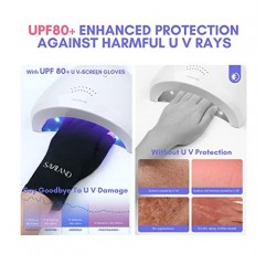 네일용 SAVILAND UV 장갑 - 4쌍 UPF80+ 매니큐어용 하이테크 전문 UV 장갑, 젤 네일 램프용 UV 장갑 스킨 케어 핑거리스 장갑(블랙/화이트/핑크/라이트 핑크)