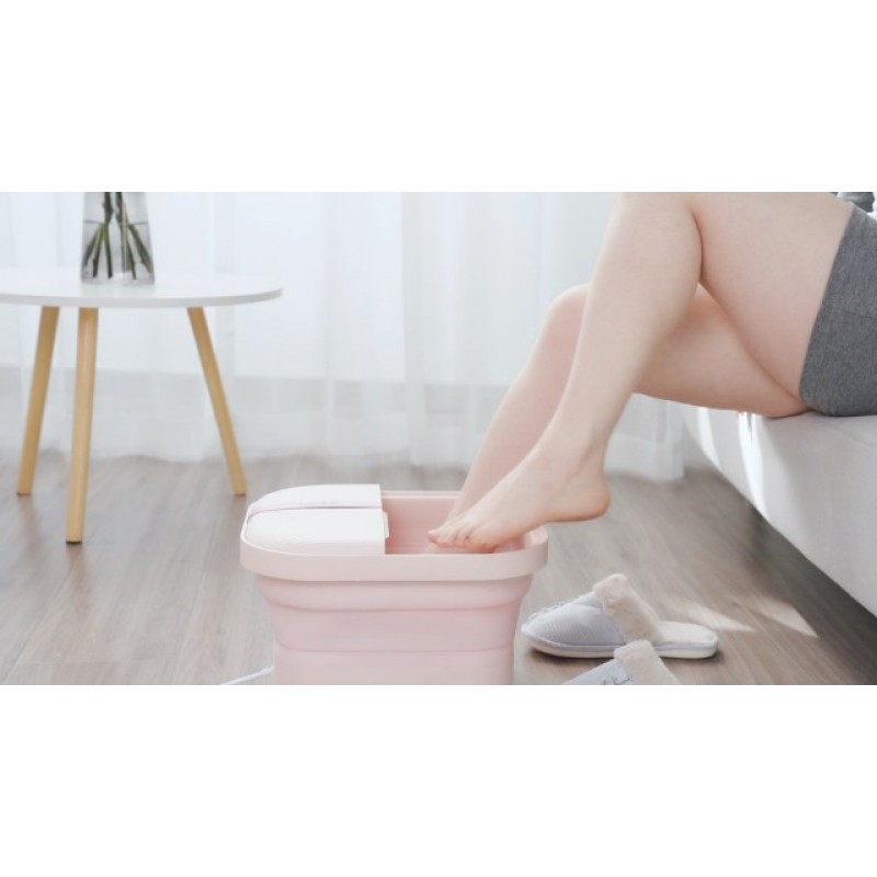 온열, 버블 마사지 및 진동 기능을 갖춘 베이닐라이 족욕 스파, 접이식 발 욕조, 2피트 롤러, 지압 마사지 포인트, 레드 라이트 및 발 스크러버, 여성용 페디큐어 발 스파(핑크)