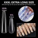 iNenk XXXL 코핀 네일 팁 풀 커버, 3XL 엑스트라 롱 54mm 코핀 네일 팁 샤프 풀 커버리지 클리어 네일 인공 손톱 케이스 포함, 손톱 프레스에 이상적 DIY 홈 매니큐어 및 살롱(12 사이즈 300PCS)