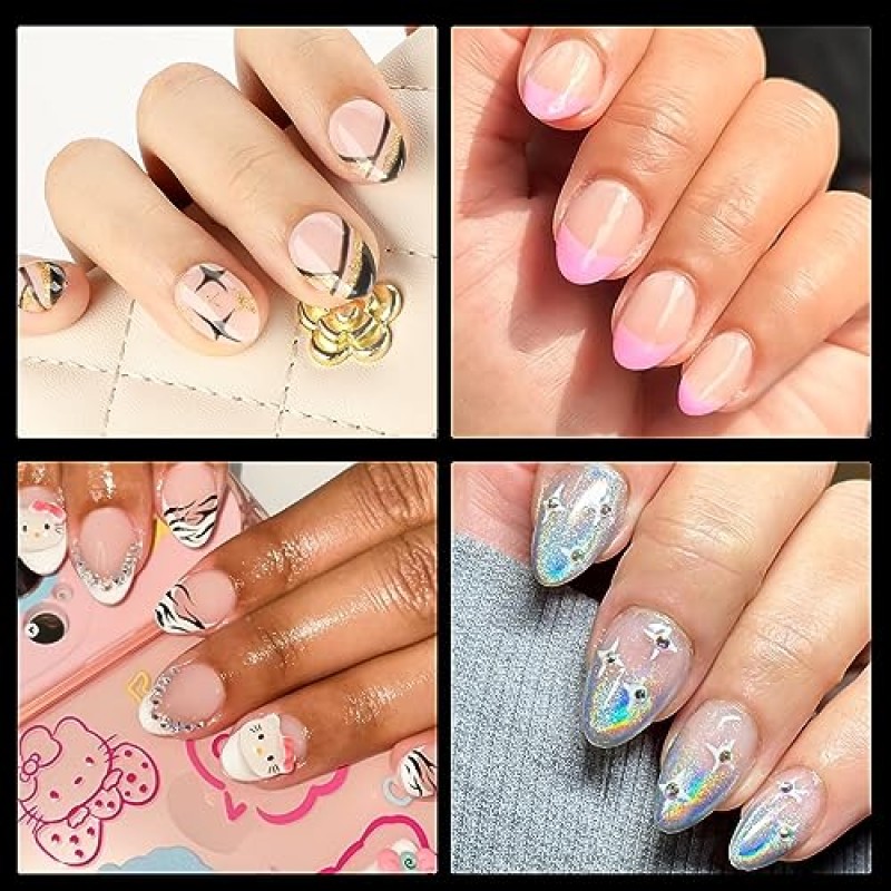 UNA GELLA 엑스트라 쇼트 아몬드 네일 팁 풀 커버 504PCS 젤 x 네일 팁 짧은 아몬드 모양 네일 팁 소프트 젤리 젤 클리어 가짜 네일 팁 아크릴 네일 팁 담그기 홈 DIY 살롱 네일 12 사이즈