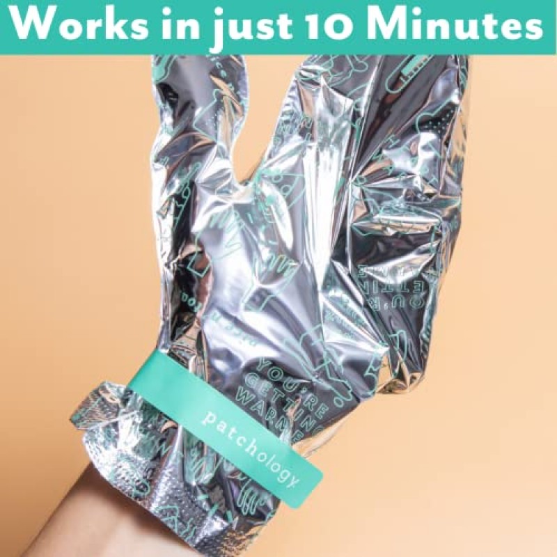 시어 버터, 코코넛 오일, 비타민 E 및 진정 과일 추출물이 함유된 Patchology 퍼펙트 텐 핸드 & 큐티클 마스크는 아기의 부드러운 느낌을 선사합니다 – 건조하고 갈라진 피부에 가장 적합한 일회용 보습 장갑 - 1쌍