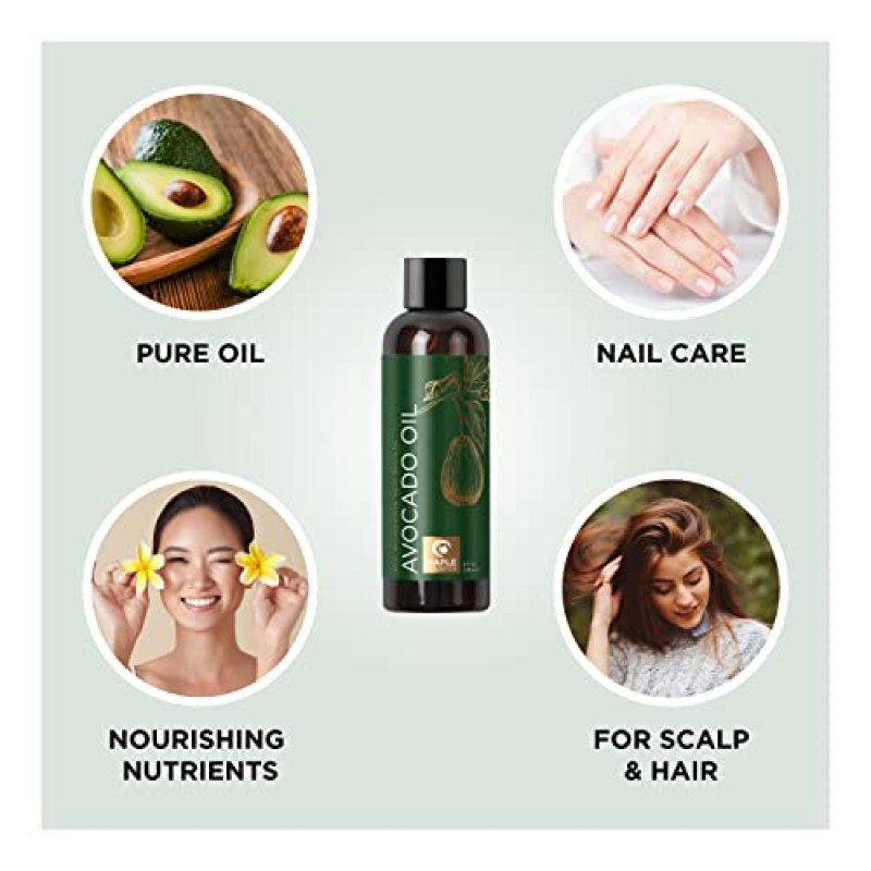 모발 피부 및 손톱용 아보카도 오일 - 건조 모발용 순수 아보카도 오일 헤어 모이스처라이저 및 보습 모이스처라이저 스킨 케어용 아보카도 오일 - 에센셜 오일 혼합용 천연 헤어 오일 및 캐리어 오일