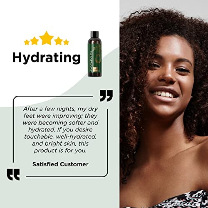 모발 피부 및 손톱용 아보카도 오일 - 건조 모발용 순수 아보카도 오일 헤어 모이스처라이저 및 보습 모이스처라이저 스킨 케어용 아보카도 오일 - 에센셜 오일 혼합용 천연 헤어 오일 및 캐리어 오일