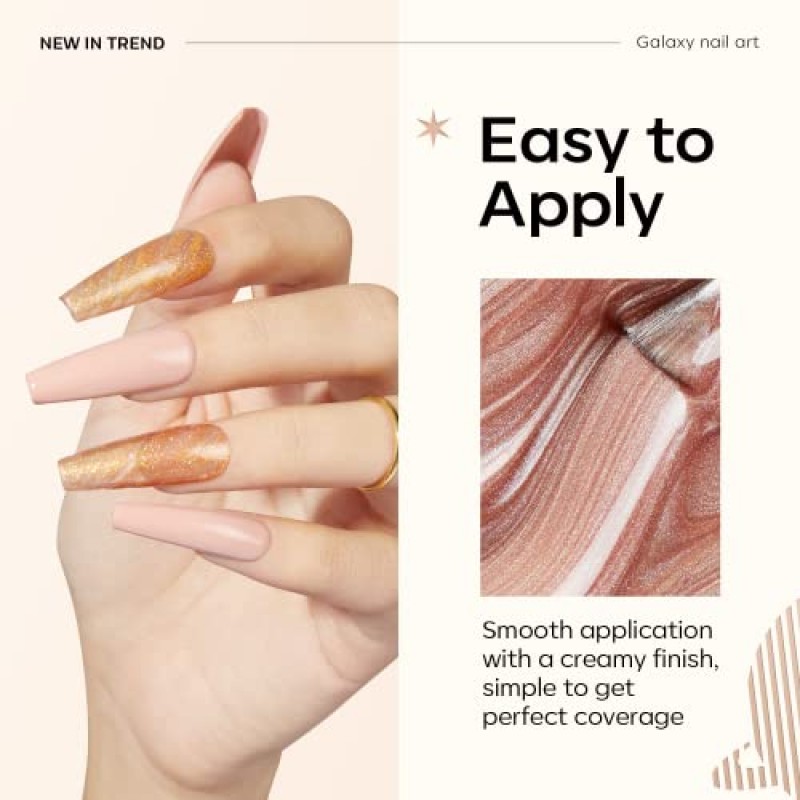 Modelones 캣아이 젤 매니큐어 세트 6가지 색상, 글리터 누드 샤이니 샴페인 버건디 골드 자기 효과 스파클 멋진 홈 네일 아트 매니큐어 키트 여성용 특별 선물 소녀, 2023 한정 색상