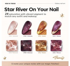 Modelones 캣아이 젤 매니큐어 세트 6가지 색상, 글리터 누드 샤이니 샴페인 버건디 골드 자기 효과 스파클 멋진 홈 네일 아트 매니큐어 키트 여성용 특별 선물 소녀, 2023 한정 색상