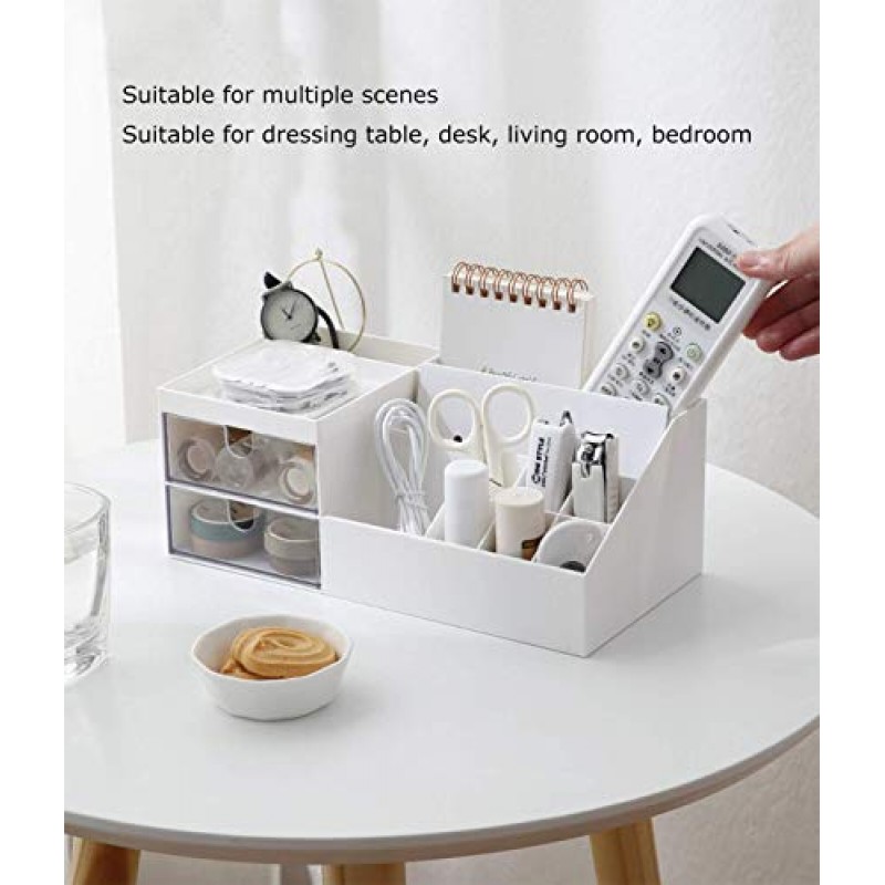 BREIS 다기능 데스크 정리함, 아이섀도우용 메이크업 보관함, 컨실러, 파우더, 매니큐어, 9.65'x 4.8'x 3.67'(흰색)