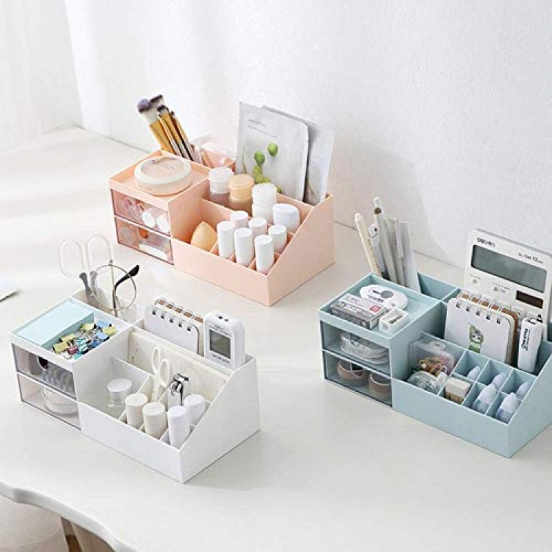 BREIS 다기능 데스크 정리함, 아이섀도우용 메이크업 보관함, 컨실러, 파우더, 매니큐어, 9.65'x 4.8'x 3.67'(흰색)