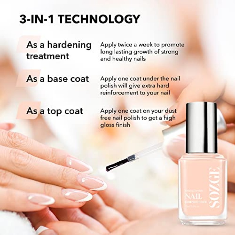 얇은 손톱과 성장을 위한 Sozge 손톱 강화제, 발굽 손톱 강화 크림처럼 단단함, 손상된 손톱과 약한 손톱을 위한 손톱 강화제 및 손톱 강화제, 손톱 성장 및 강화 트리트먼트, 0.5oz, 1팩