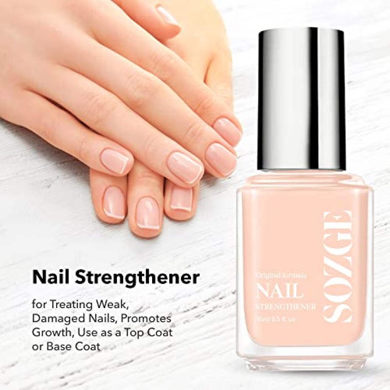 얇은 손톱과 성장을 위한 Sozge 손톱 강화제, 발굽 손톱 강화 크림처럼 단단함, 손상된 손톱과 약한 손톱을 위한 손톱 강화제 및 손톱 강화제, 손톱 성장 및 강화 트리트먼트, 0.5oz, 1팩