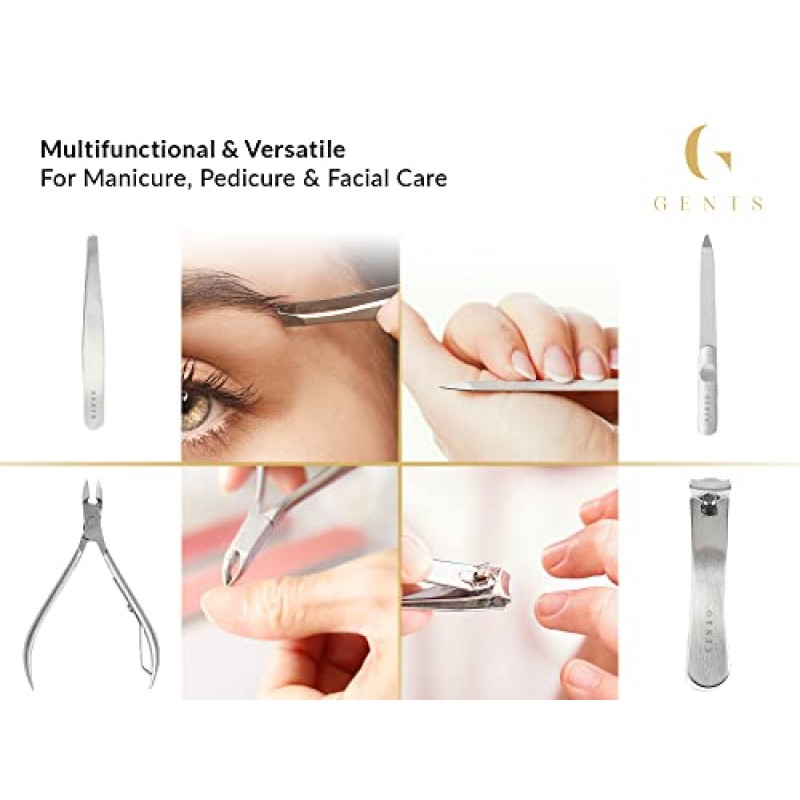 남성용 및 여성용 남성용 매니큐어 세트(14개) 전문 남성용 그루밍 키트 - 스테인레스 스틸 매니큐어 도구 - 네일 케어 및 풋 케어용 페디큐어 키트