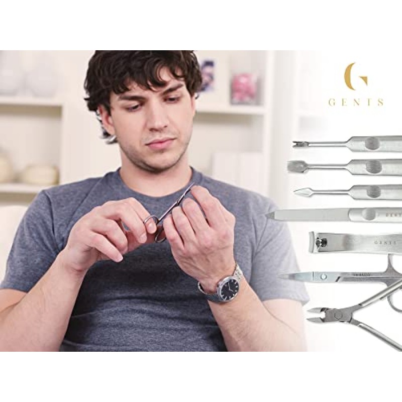 남성용 및 여성용 남성용 매니큐어 세트(14개) 전문 남성용 그루밍 키트 - 스테인레스 스틸 매니큐어 도구 - 네일 케어 및 풋 케어용 페디큐어 키트