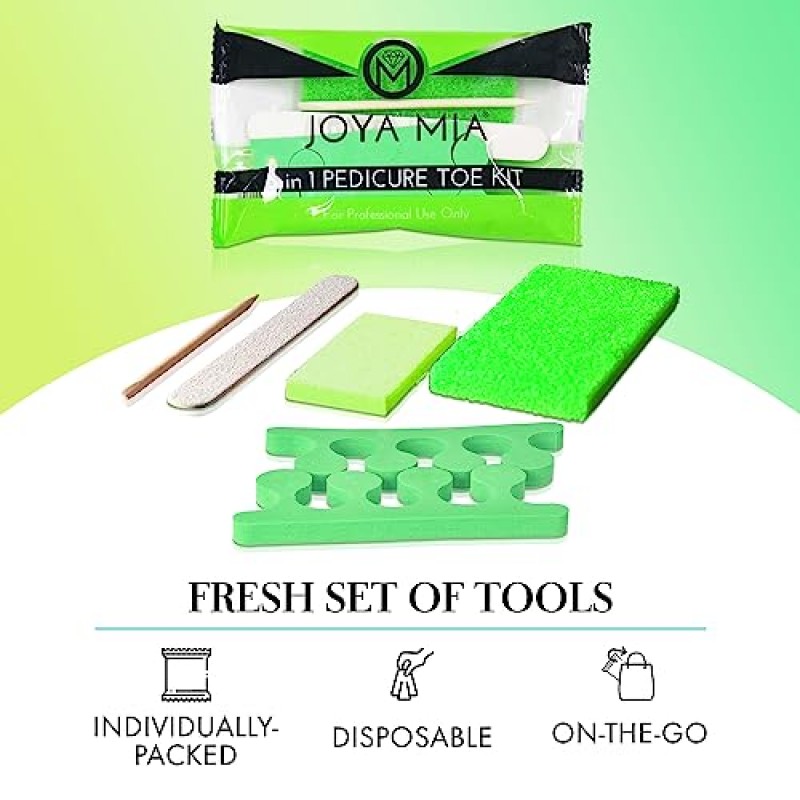 5-in-1 일회용 페디큐어 키트, 발용 페디큐어 도구, 살롱 수준의 네일 케어를 위한 완전한 페디큐어 키트, 네일 버퍼, 경석, 네일 파일 및 나무 스틱 포함, 12개 팩 - Joya Mia