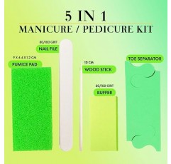 5-in-1 일회용 페디큐어 키트, 발용 페디큐어 도구, 살롱 수준의 네일 케어를 위한 완전한 페디큐어 키트, 네일 버퍼, 경석, 네일 파일 및 나무 스틱 포함, 12개 팩 - Joya Mia