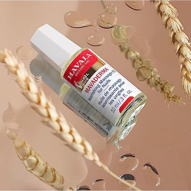 Mavala Mavaderma 손톱용 영양 마사지 오일, 손톱 관리, 손톱 경화제, 큐티클 오일 손톱 성장, 갈라진 손톱 및 딱딱한 큐티클을 위한 보습 및 치유 트리트먼트(0.3온스)
