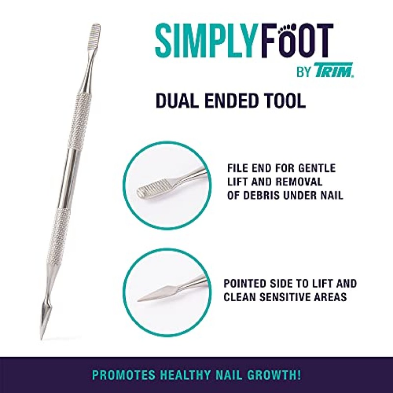 TRIM Simply Foot Ingrown Toenail Kit – 스테인레스 스틸 발톱 니퍼 및 스테인레스 스틸 듀얼 엔드 파일 포함 – 사용하기 쉬운 발 관리 도구 – 남성 및 여성용 – 실버 – 2피스 세트