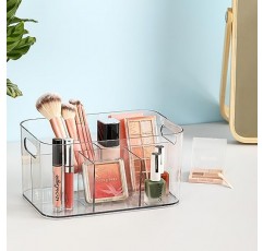 2팩, 5구획 투명 플라스틱 통 - 분할된 화장품 메이크업 캐디 정리함 - 화장대, 욕실, 주방, 식료품 저장실, 사무실, 공예품, 도구, 샤워기, 청소 품목을 위한 다용도 보관 용기