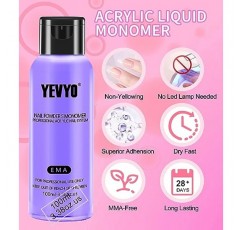 YEVYO 아크릴 네일 키트, 초보자를 위한 모든 것을 갖춘 네일 키트, 24가지 색상 글리터 아크릴 파우더 및 리퀴드 모노머 세트, 200개 네일 팁, 홈 DIY 확장 네일 살롱용 아크릴 네일 브러쉬 3개