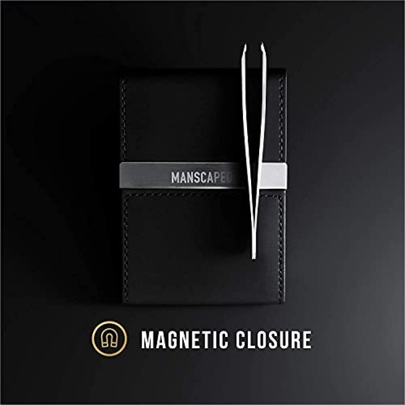 MANSCAPED® 가위 2.0 강화 스테인리스 스틸 남성용 네일 키트, 손톱깎이, 안전 가위, 핀셋 및 네일 파일, 여행용 매니큐어 페디큐어 세트, 컴팩트 케이스가 포함된 4피스 럭셔리 그루밍 키트
