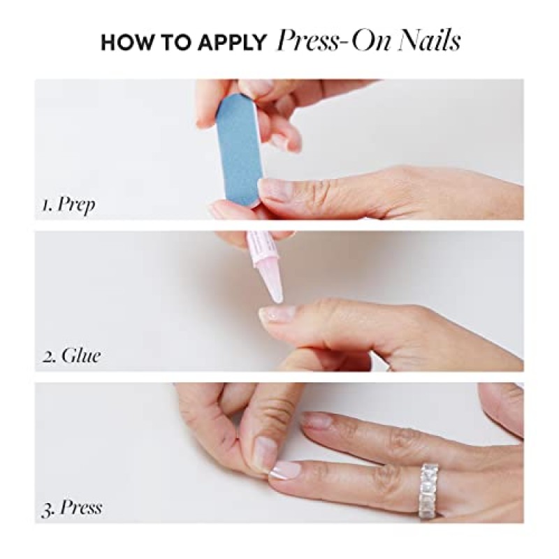 Glamnetic Press On Nails - 순수한 의도 | 광택, 반투명, 짧은 원형 손톱, 재사용 가능 | 12가지 사이즈 - 접착제가 포함된 네일 키트 30개