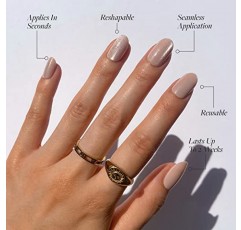 Glamnetic Press On Nails - 순수한 의도 | 광택, 반투명, 짧은 원형 손톱, 재사용 가능 | 12가지 사이즈 - 접착제가 포함된 네일 키트 30개